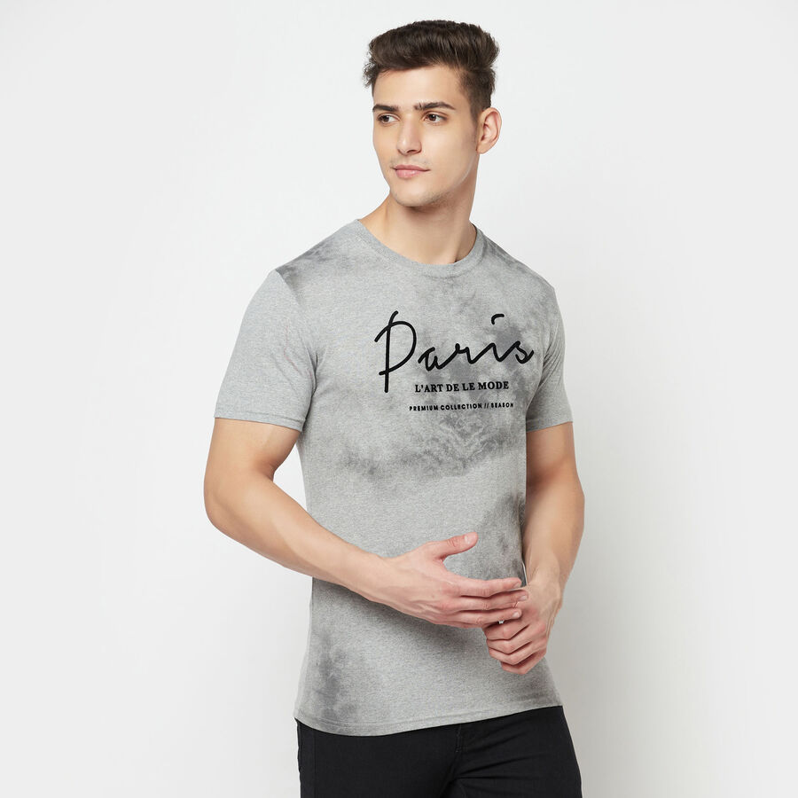 Round Neck T-Shirt, Melange Mid Grey, large image number null