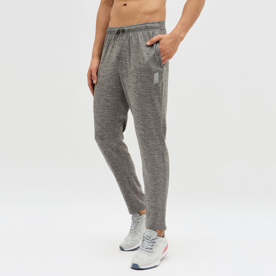 Men's Muted Ash Grey Slim Fit Logo Detail Track Pants, Dark Grey, large image number null