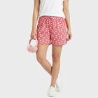 Women's Pink Regular Fit Printed Lounge Shorts, गुलाबी, small