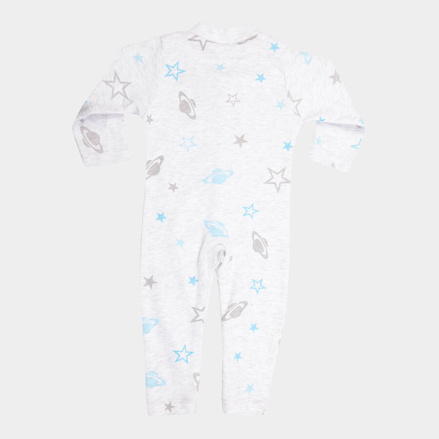 Infants Cotton All Over Print Bodysuit, Melange Light Grey, large image number null