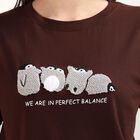 Women's Brown Round Neck Casual T-Shirt, Brown, small