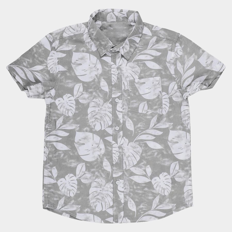 Boys Olive Cotton Half Sleeve Classic Casual Shirt, Olive, large