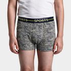 Boys Grey Regular Fit Printed Trunks, हल्का ग्रे, small