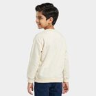 Boys Off White Round Neck Pullover Sweatshirt, ऑफ व्हाइट, small
