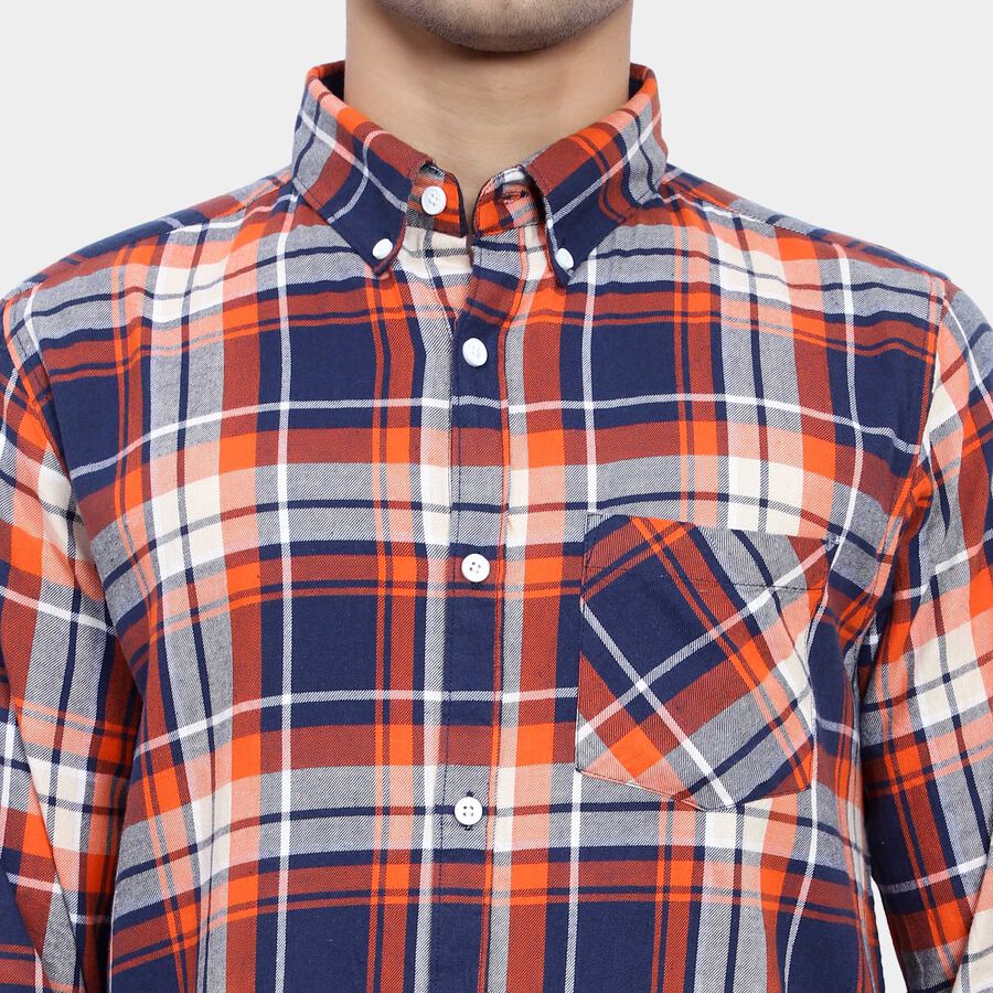 Cotton Checks Casual Shirt, Rust, large image number null