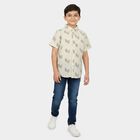 Boys White Cotton Casual Shirt, Off White, small