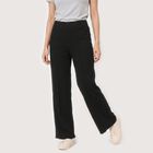 Women Black Straight Fit Seam Detail Track Pants, काला, small