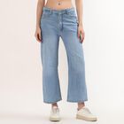 Women's Blue Straight Fit High-Rise Washed Jeans, Light Blue, small