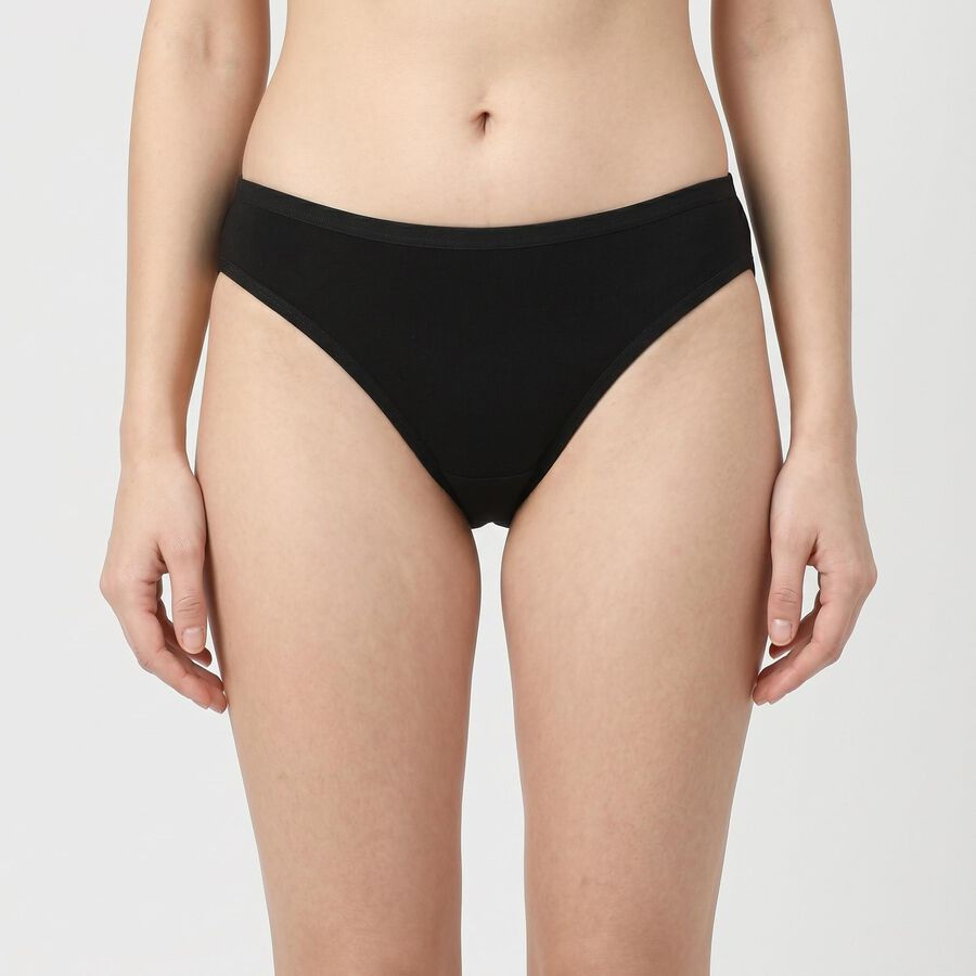 Women's Black Regular Fit Solid Panty, Black, large