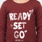 Girls' Wine Round Neck Regular Top, Wine, small
