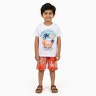Boys' White Cotton Round Neck Graphic Baba Suit, सफ़ेद, small image number null