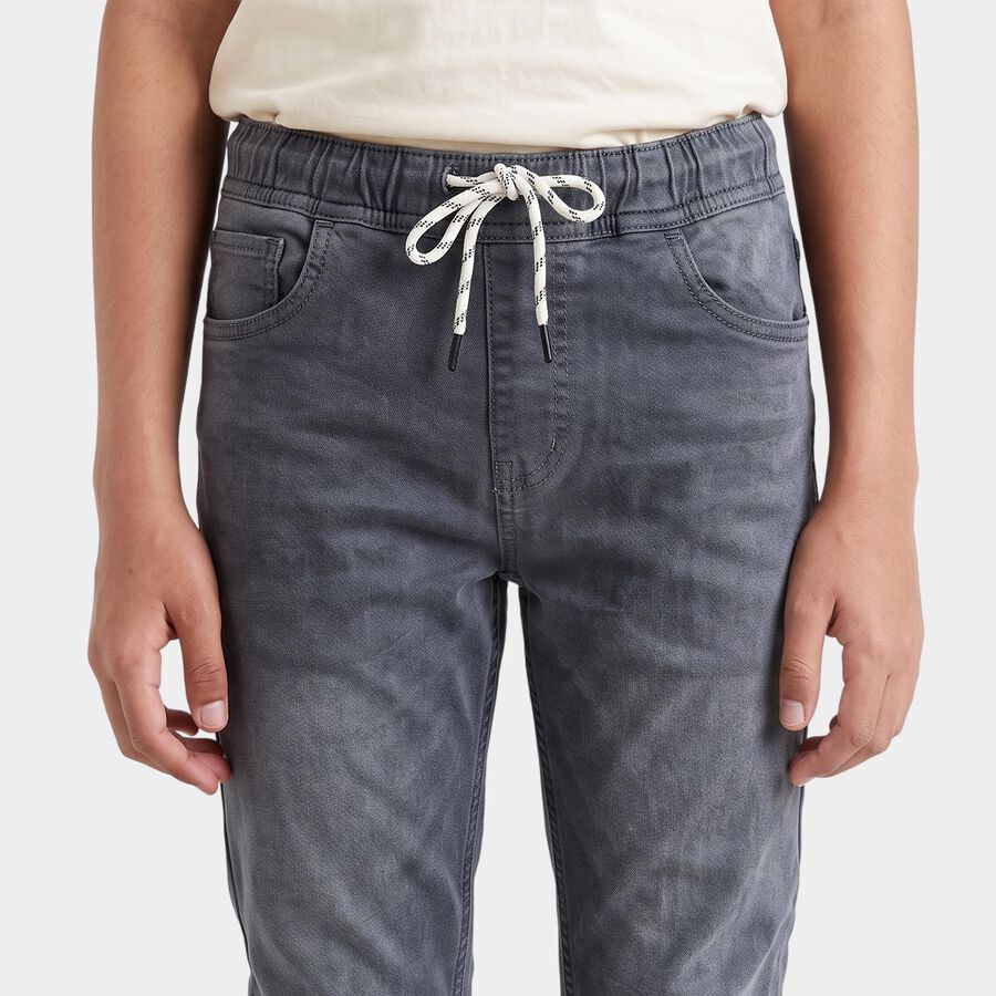 Boys Grey Slim Fit Washed Jeans, Light Grey, large