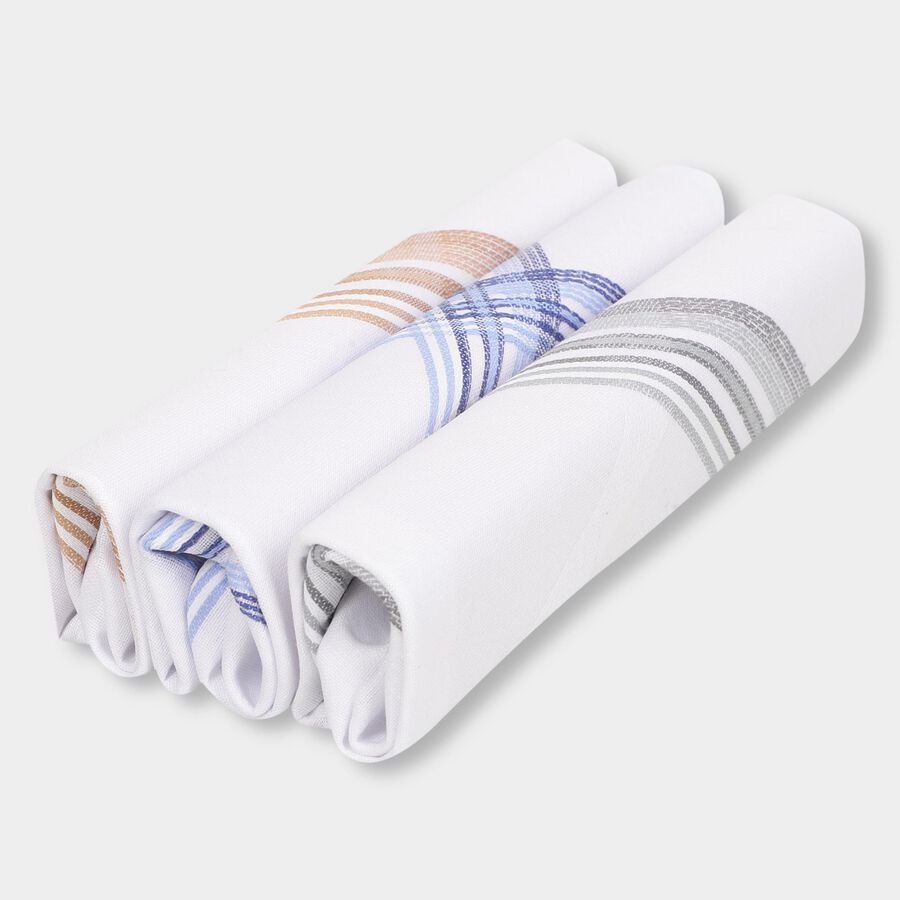 Men's White Cotton Handkerchief Pack of 3, White, large image number null