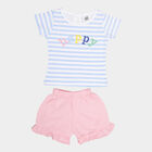 Infants Cotton Stripes Shorts Set, Pink, small image number null