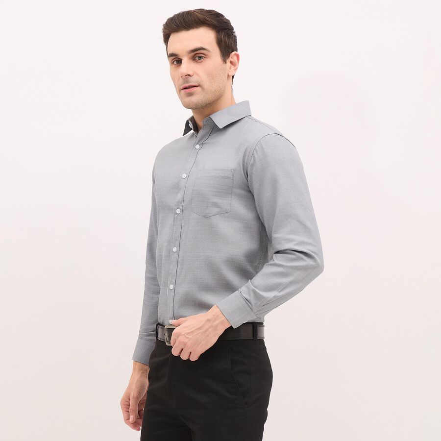 Men's Deep Grey Regular Collar Formal Shirt, Dark Grey, large image number null