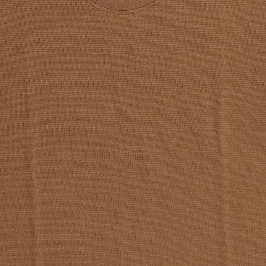 Boys Warm Brown Round Neck Casual Half Sleeve T-Shirt, Brown, large image number null