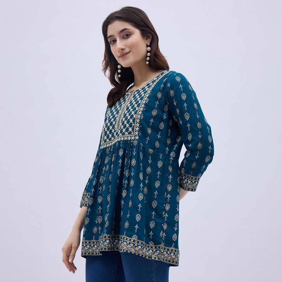 Ladies' Kurti, Teal Blue, large image number null