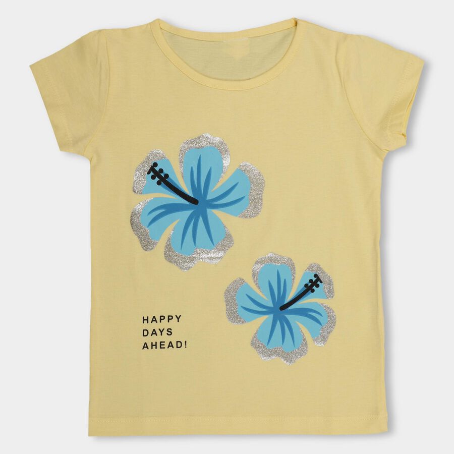 Girls' 100% Cotton T-Shirt , Yellow, large image number null