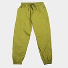 Boys Olive Green Regular Fit Solid Trousers, ओलिव, small