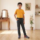 Boys' Dark Grey Drawstring Jeans, गहरा ग्रे, small