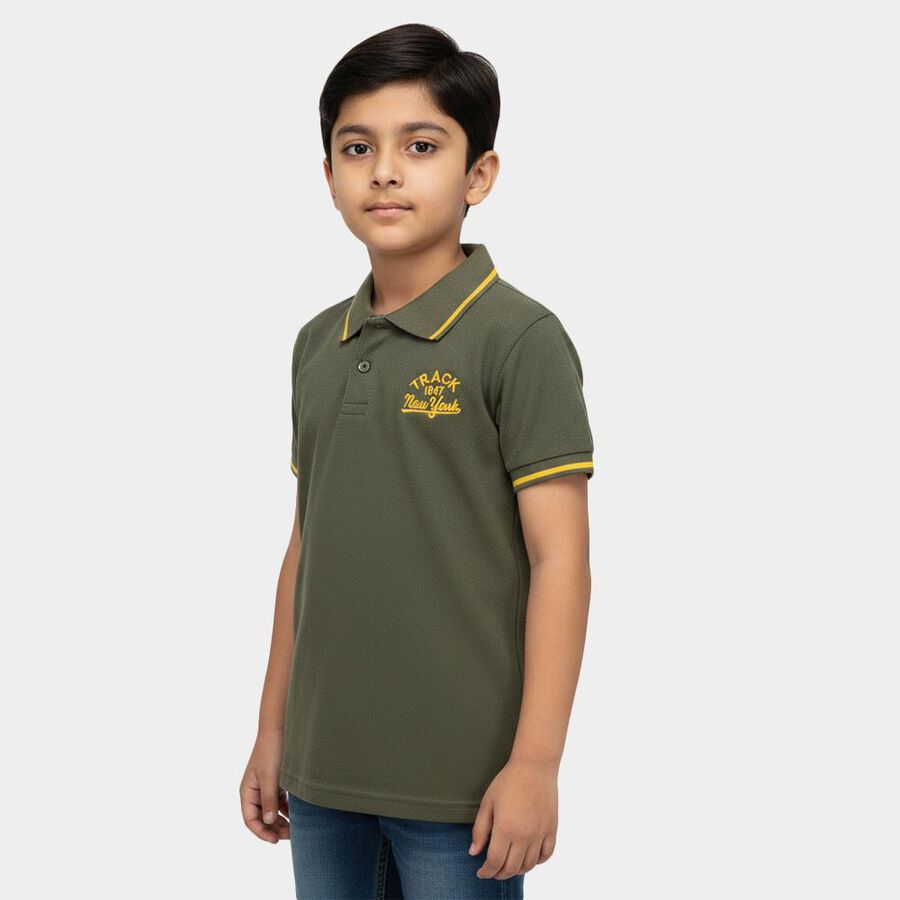Boys' Half Sleeves T-Shirt, Olive, large