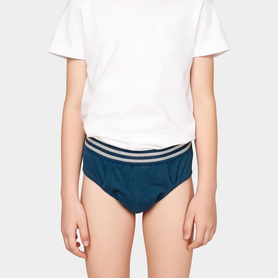 Boys Navy Blue Regular Fit Solid Briefs, Teal Blue, large