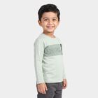 Boys' Mint Green Cotton Round Neck Regular T-Shirt, हल्का हरा, small