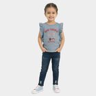 Girls Light Blue Cotton Round Neck Casual T-Shirt, Light Blue, small