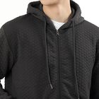 Men's Dark Charcoal Grey Hooded Neck Casual Sweatshirt, Dark Grey, small image number null
