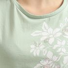 Women's Light Sage Green Round Neck Floral Print T-Shirt, Light Green, small image number null