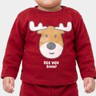 Infants' Maroon Round Neck Graphic Baba Suit, Maroon, small
