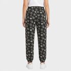 Women's Black Relaxed Fit Printed Harem Pants, काला, small