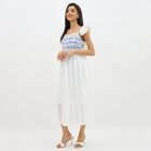 Women's Bright White Cotton Sleeveless Empire Dress, हल्का नीला, small image number null