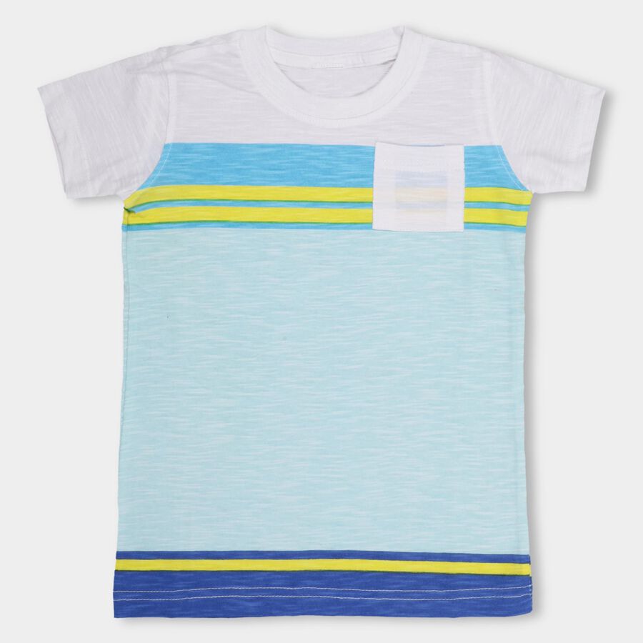 Boys' 100% Cotton Half Sleeves T-Shirt , White, large image number null
