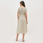Women's Beige Tie Neck Romantic Midi Dress, Off White, small image number null