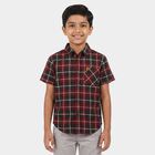 Boys Red Cotton Short Sleeve Collar Shirt, Red, small