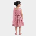 Girls' Pink One Shoulder Embellished Fit and Flare Frock, गुलाबी, small