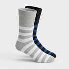 Men's Regular Fit Striped Pack of 2 Socks ( Blue, Grey ), Navy Blue, small