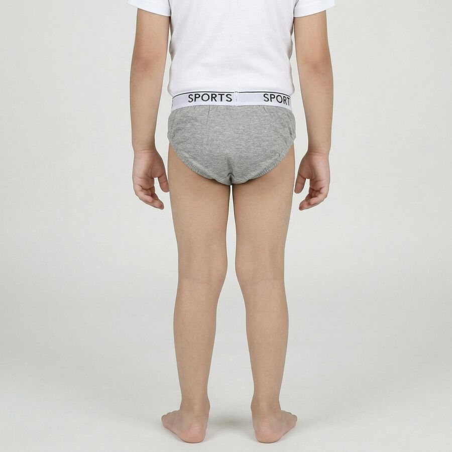 Boys' Mid Grey Regular Fit Solid Briefs, मिश्रित मध्यम ग्रे, large