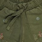 Girls' Olive Green Regular Fit Embroidered Cargo Jeans, Light Green, small
