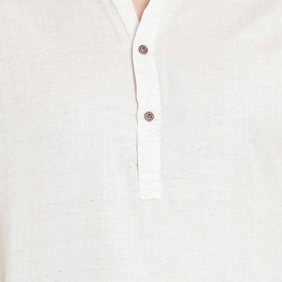 Mandarin Collar Kurta Pyjama, Off White, large image number null