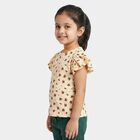 Girls' Off White Round Neck Regular T-Shirt, Off White, small