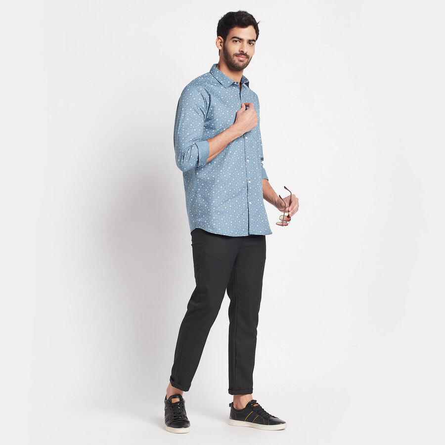 Cotton Printed Casual Shirt, Mid Blue, large image number null