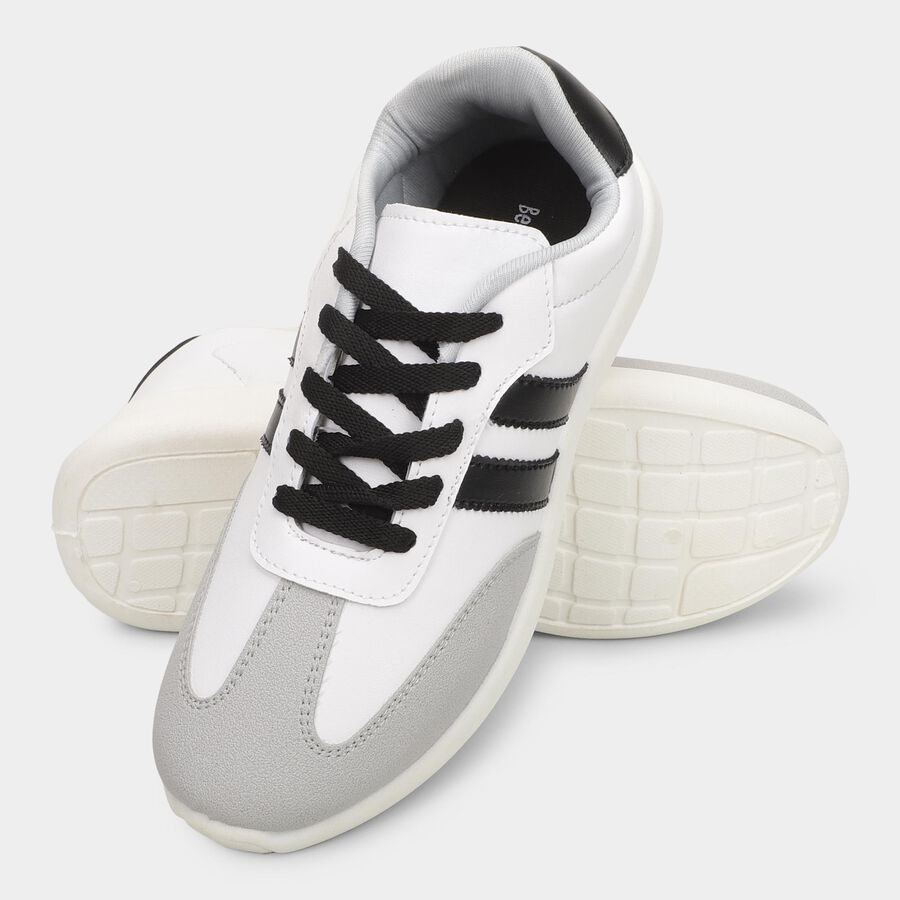 Men's Lace-Up Casual Shoes, White, large image number null