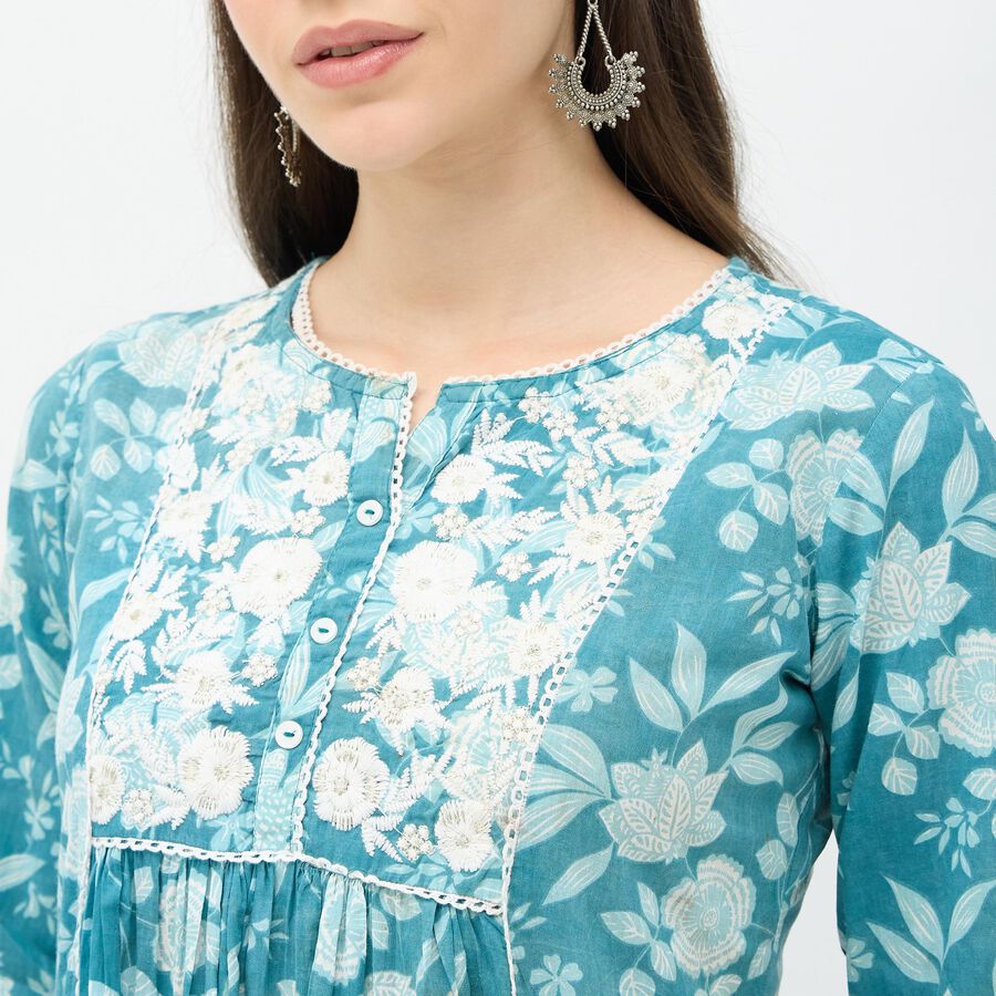 Ladies' 100% Cotton Kurta, Light Blue, large