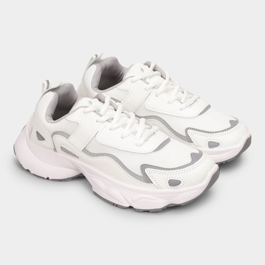 Ladies' Lace-Up Shoes, White, large image number null