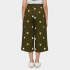 Girls Olive Regular Fit Floral Printed Capri, ओलिव, small