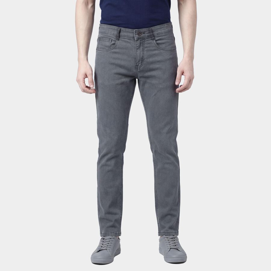 Men's Grey Slim Fit Jeans, Light Grey, large