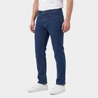 Men's Navy Blue Slim Fit Faded Jeans, मध्यम नीला, small
