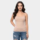 Women Brown Cotton Blend Scoop Neck Camisole Slips, Brown, small